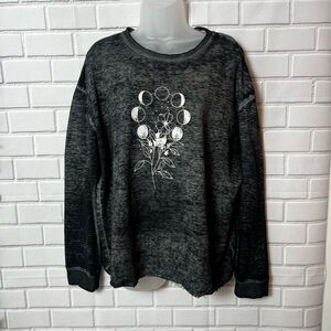 C&C California women dark gray long sleeve boho shirt/size L